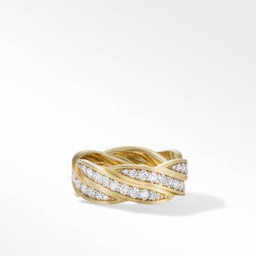 DY Helios™ Band Ring in 18K Yellow Gold with Pavé Diamonds