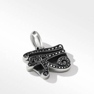 Cairo Eye of Horus Amulet in Sterling Silver with Pavé Black Diamonds