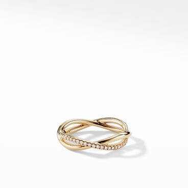 DY Lanai Band Ring in 18K Yellow Gold with Diamonds, 4.18mm