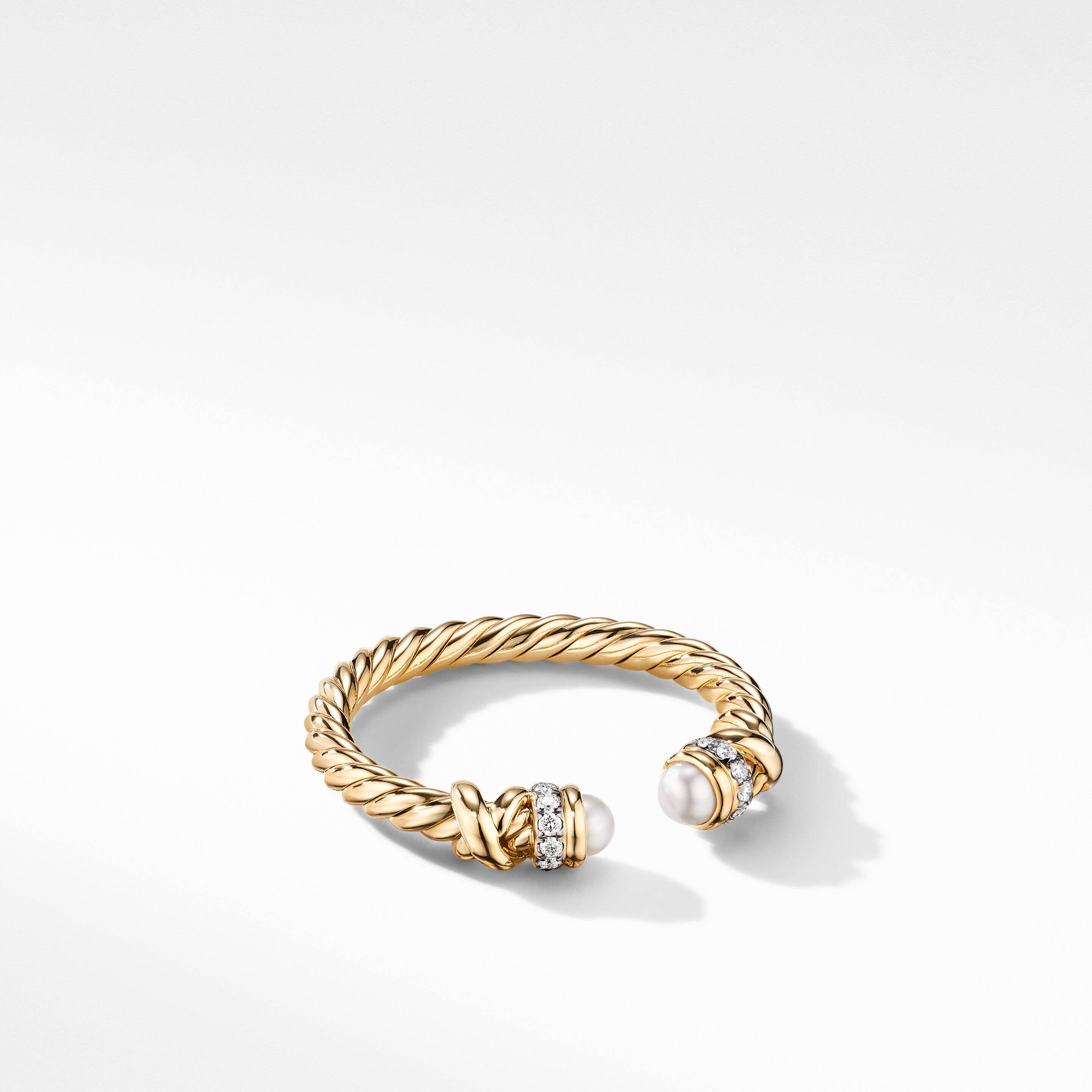 Petite Helena Color Ring in 18K Yellow Gold with Pearls and Pavé Diamonds