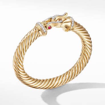 Buckle Bracelet in 18K Yellow Gold with Rubies and Pavé Diamonds