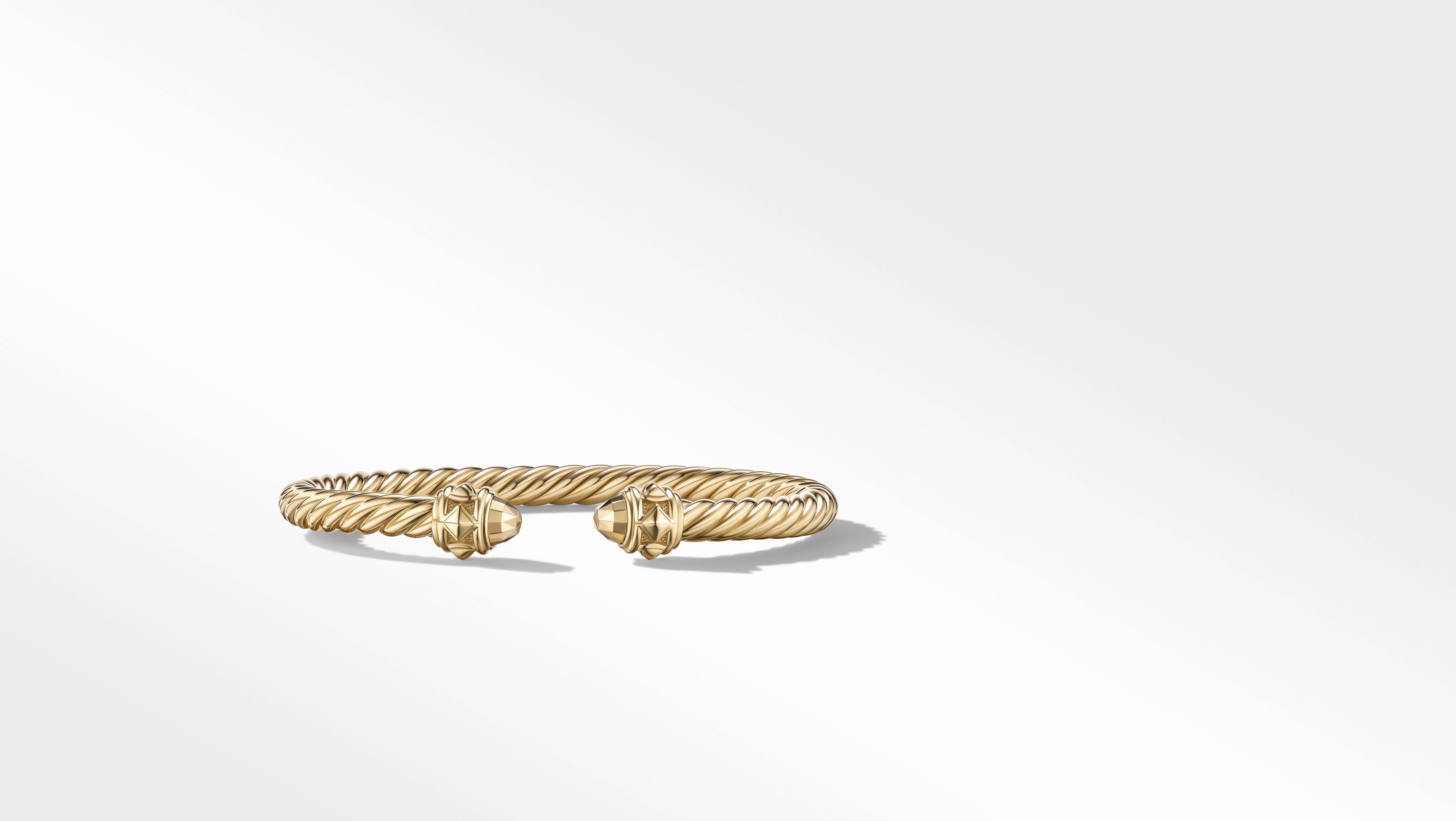 David Yurman 7mm Cable Bangle Bracelet wDiamond Buckle 14K Gold 6 12  inches