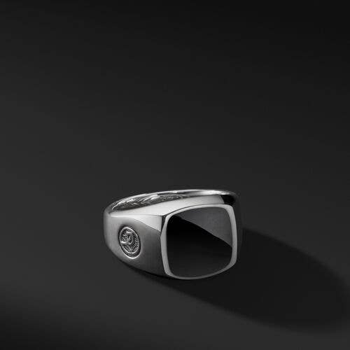 Exotic Stone Signet Ring in Sterling Silver with Black Onyx