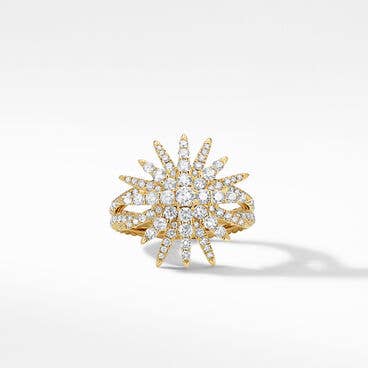 Starburst Ring in 18K Yellow Gold with Full Pavé, 20mm