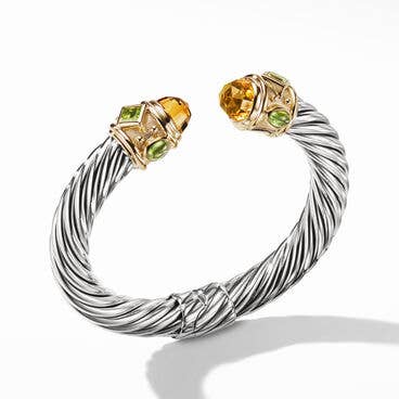 Renaissance Bracelet in Sterling Silver with Citrine, Peridot, Green Tourmaline and 14K Yellow Gold