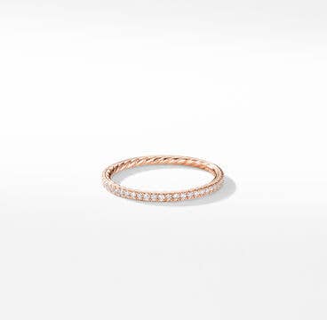 DY Eden Band Ring in 18K Rose Gold with Pavé Diamonds