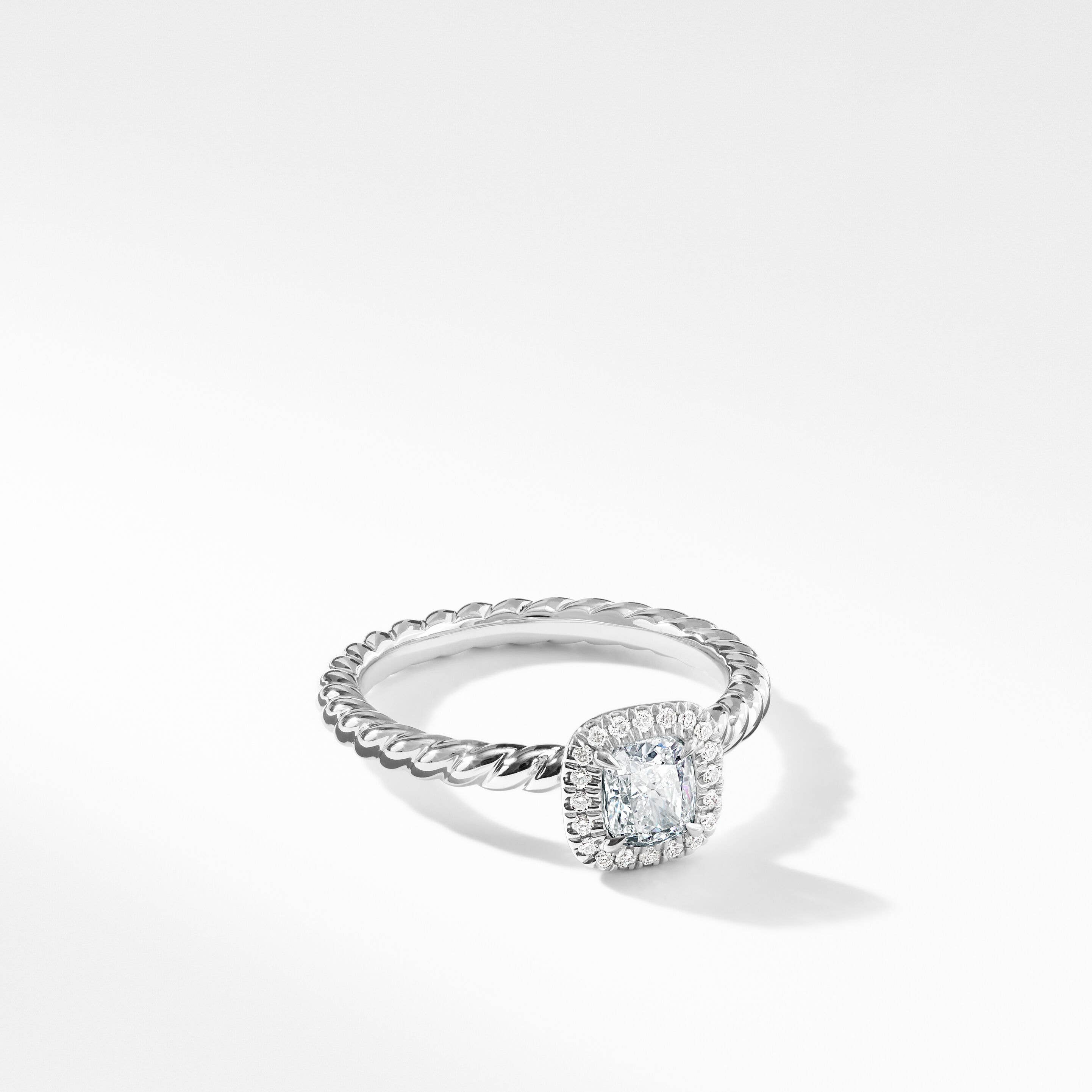DY Capri Petite Engagement Ring in Platinum, Cushion