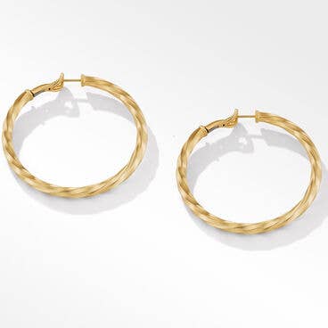 Cable Edge Hoop Earrings in Recycled 18K Yellow Gold, 2