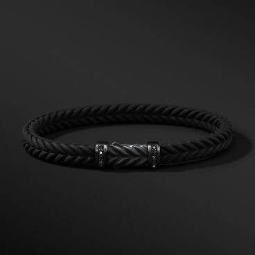 Chevron Black Rubber Bracelet with Black Titanium and Pavé Black Diamonds