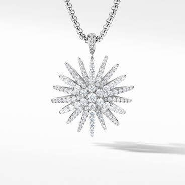 Starburst Pendant in 18K White Gold with Full Pavé Diamonds