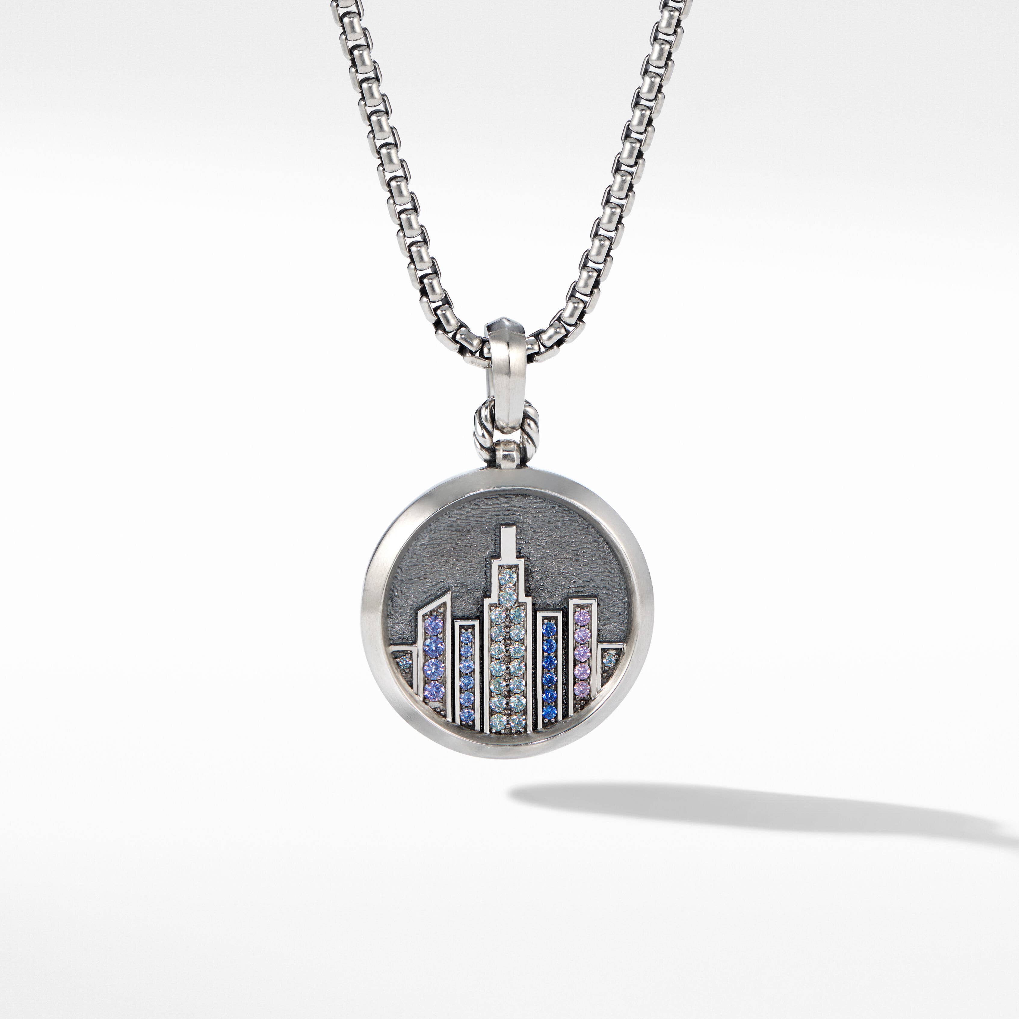 NYC Skyline Amulet with Pavé Sapphires