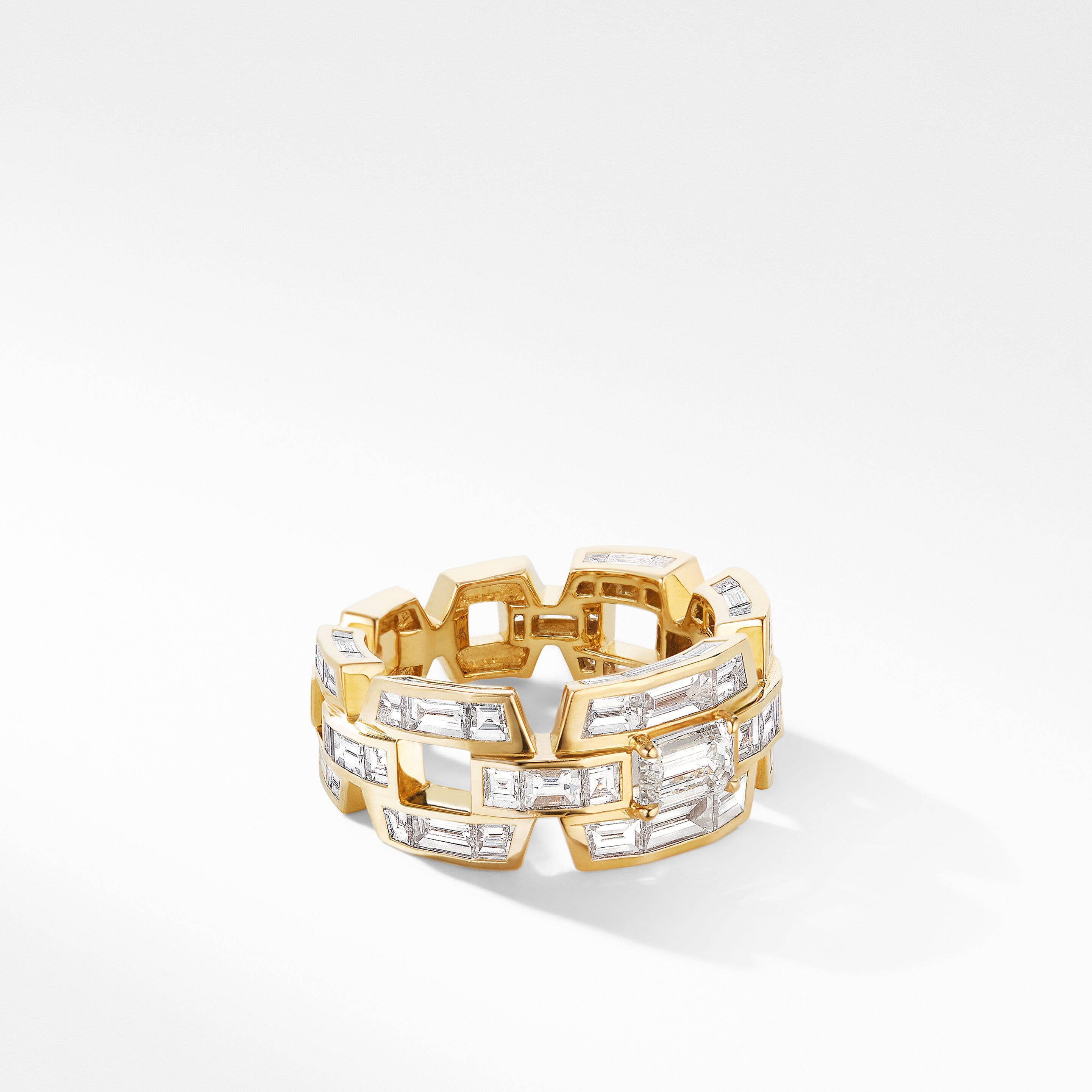 Stax Baguette Ring in Yellow Gold with Diamonds