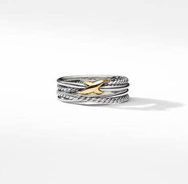 X Crossover Band Ring with 18K Yellow Gold