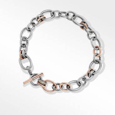 DY Mercer™ Melange Chain Necklace in Sterling Silver with 18K Rose Gold and Pavé Diamonds
