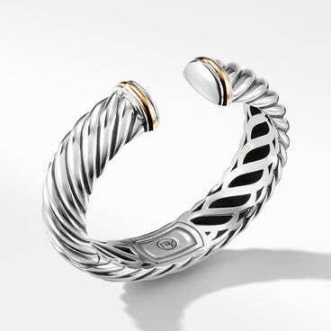 Sculpted Cable Bracelet in Sterling Silver with 18K Yellow Gold