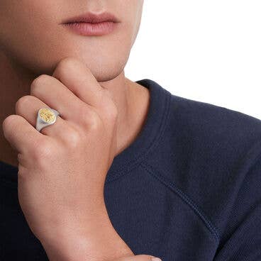 Petrvs® Bee Pinky Ring in Sterling Silver with 18K Yellow Gold
