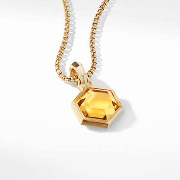 Hexagon Cut Amulet in 18K Yellow Gold with Citrine