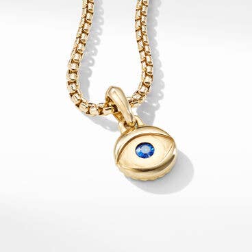 Evil Eye Amulet in 18K Yellow Gold with Blue Sapphire