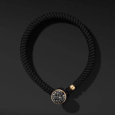 Streamline® Woven Black Nylon Bracelet with Pavé Black Diamonds and 18K Yellow Gold
