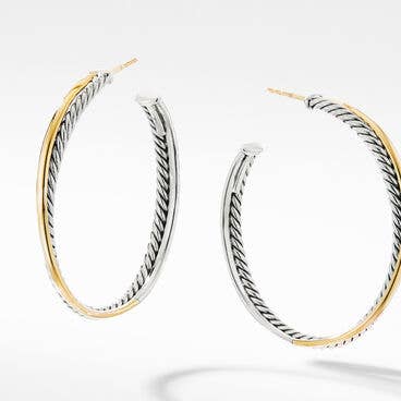 Crossover Hoop Earrings with 18K Yellow Gold