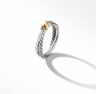 Petite X Ring with 18K Yellow Gold
