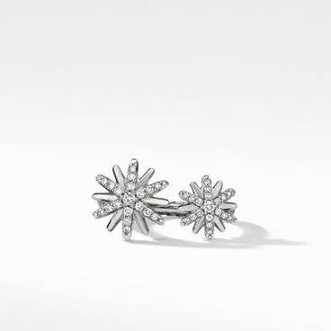 Starburst Bypass Ring in Sterling Silver with Pavé Diamonds