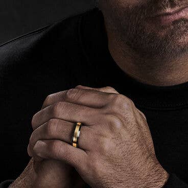 Beveled Band Ring in Black Titanium with 18K Yellow Gold