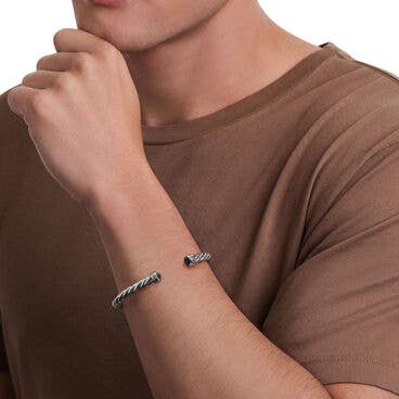 Cable Cuff Bracelet with Black Diamonds