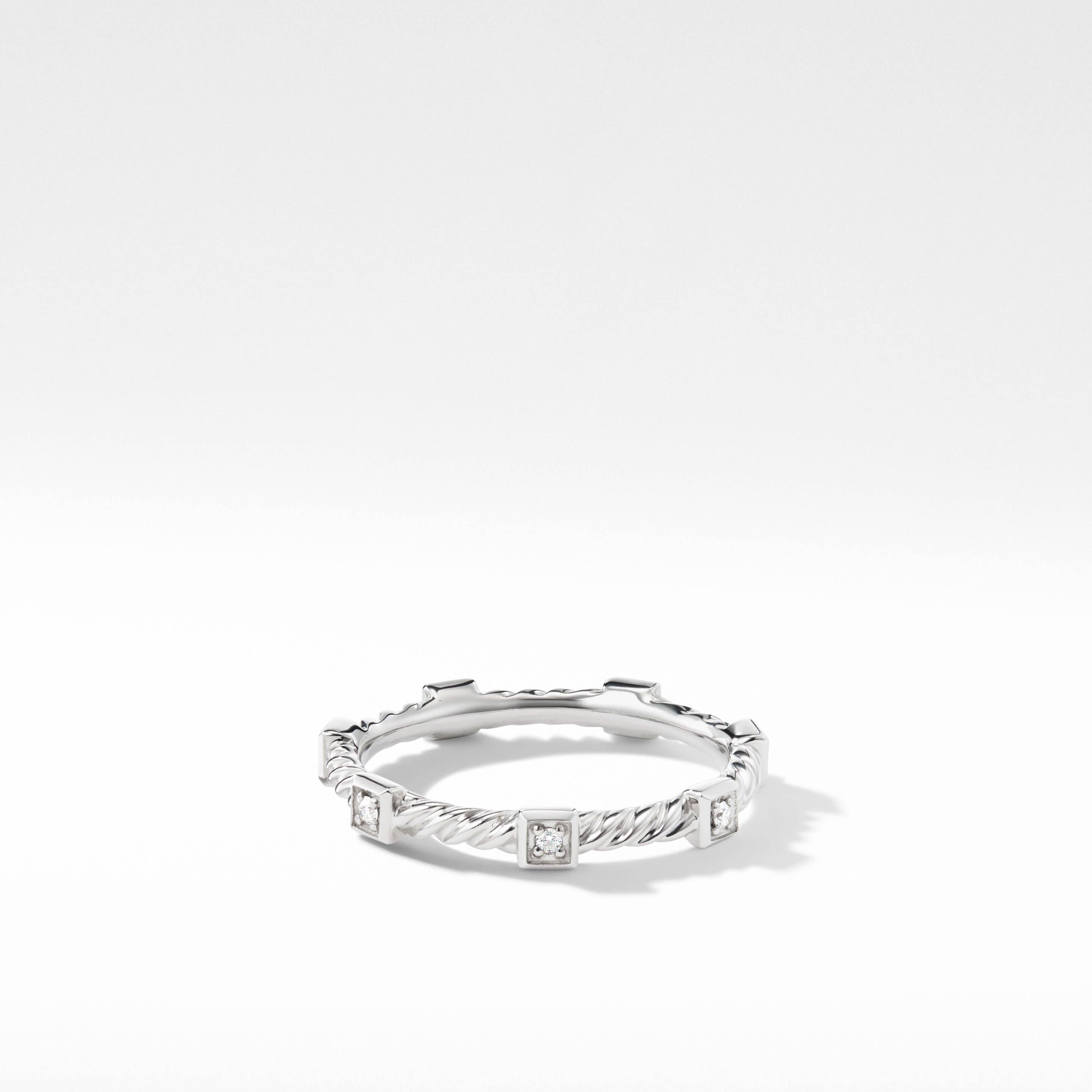 Cable Collectibles® Stack Ring in 18K White Gold with Diamonds