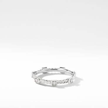 Cable Collectibles Stack Ring in 18K White Gold with Diamonds, 2mm