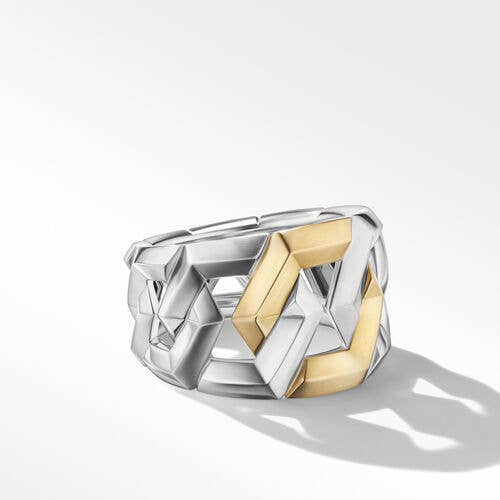 Carlyle Ring in Sterling Silver with 18K Yellow Gold