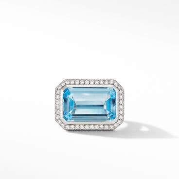 Novella Ring with Blue Topaz and Pavé Diamonds