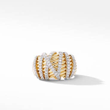 Helena Dome Ring in 18K Yellow Gold with Pavé Diamonds