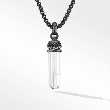 Wrapped Crystal Amulet with Blackened Silver and Diamonds, 46mm