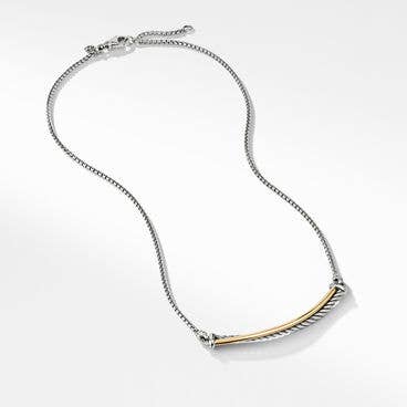 Crossover Bar Necklace in Sterling Silver with 18K Yellow Gold