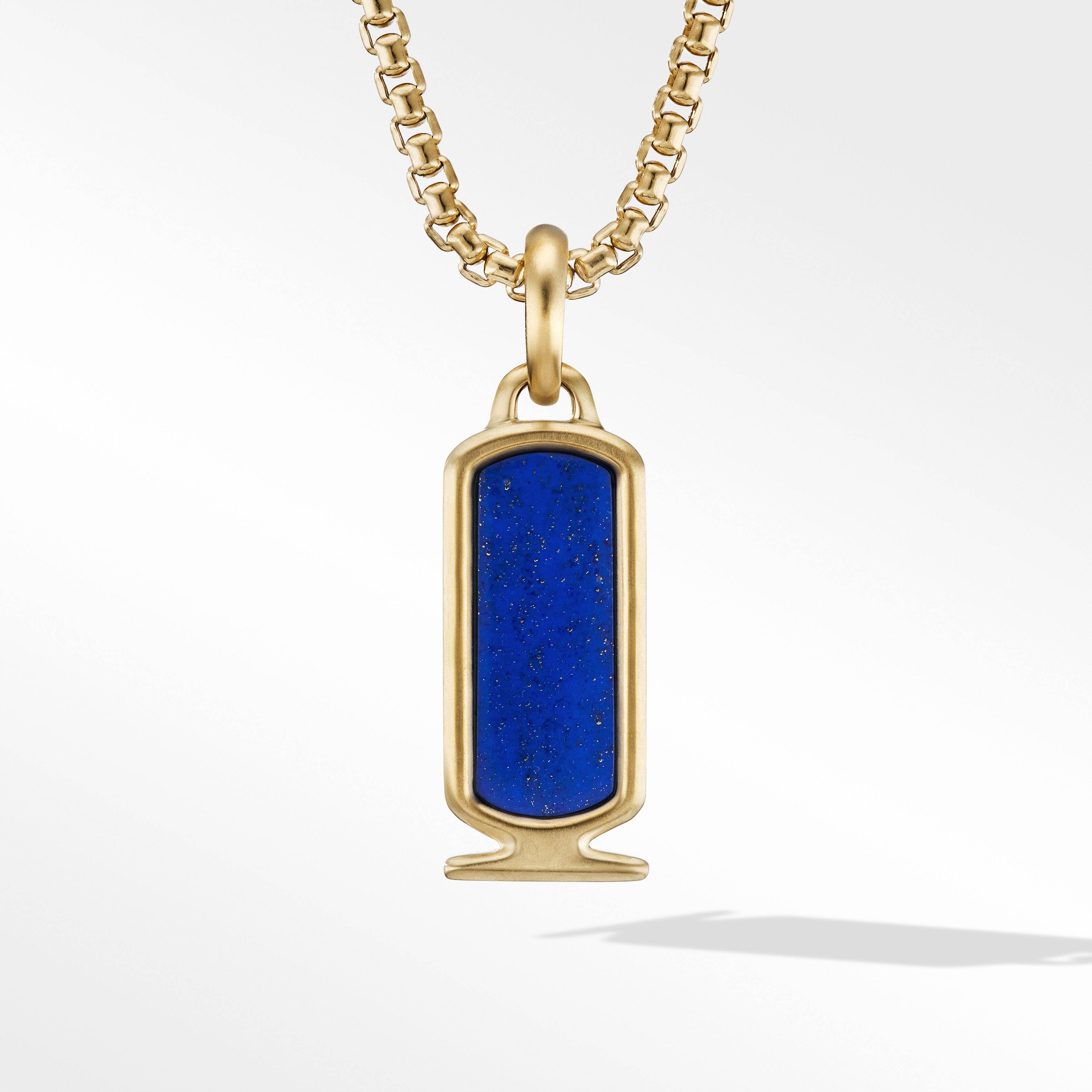 Cairo Cartouche Amulet in 18K Yellow Gold with Lapis