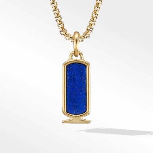Cairo Cartouche Amulet in 18K Yellow Gold with Lapis