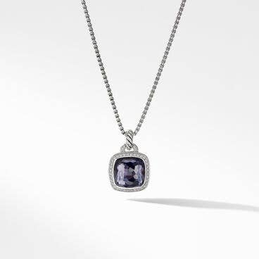 Albion® Pendant in Sterling Silver with Black Orchid and Pavé Diamonds