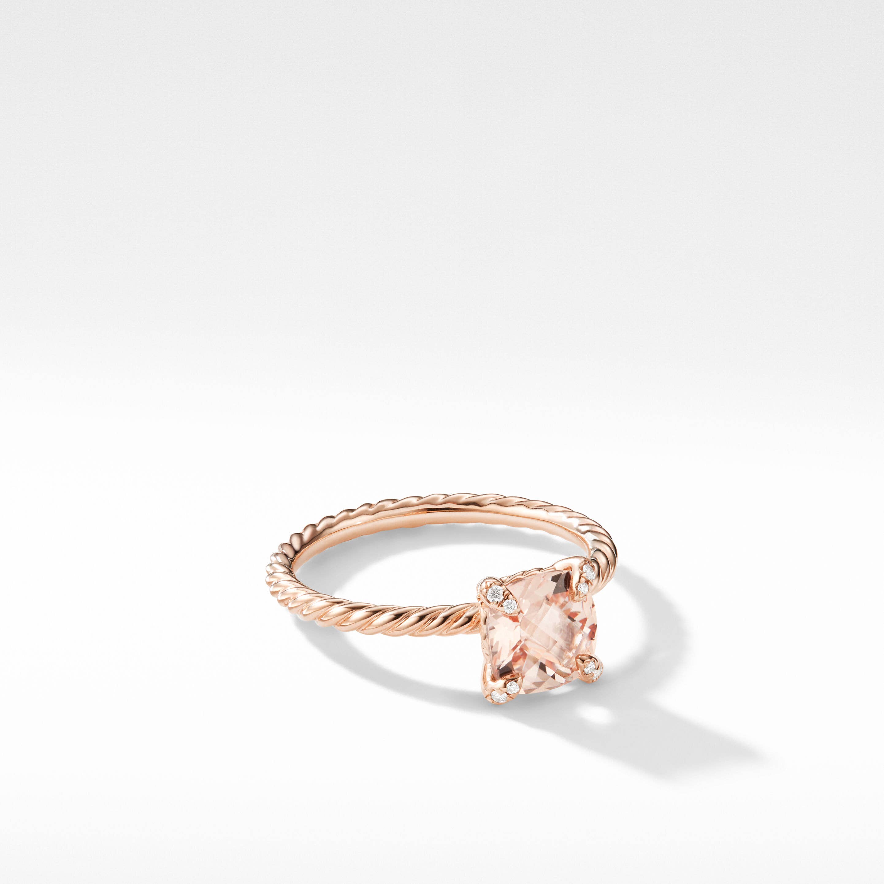 Chatelaine® Ring in 18K Rose Gold with Morganite and Pavé Diamonds