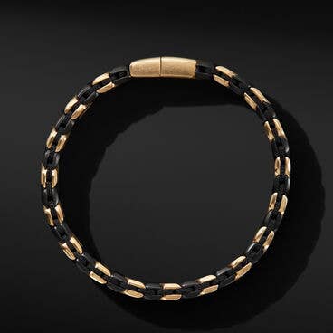 Chevron Woven Bracelet in 18K Yellow Gold with Black Titanium