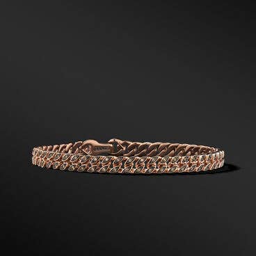 Curb Chain Bracelet in 18K Rose Gold with Pavé Cognac Diamonds