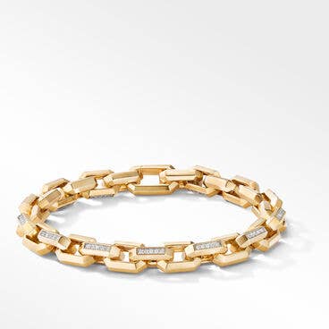 Heirloom Chain Link Bracelet in 18K Yellow Gold with Pavé Diamonds