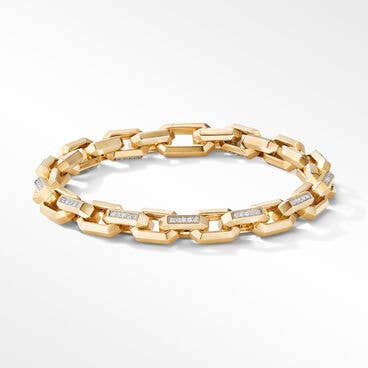 Heirloom Chain Link Bracelet in 18K Yellow Gold with Pavé Diamonds