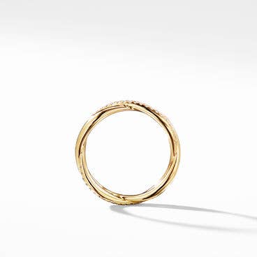 DY Lanai Band Ring in 18K Yellow Gold with Pavé Diamonds