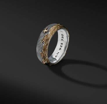 Waves Band Ring with 18K Yellow Gold