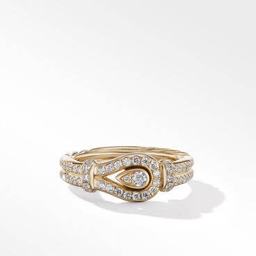 Throughbred Loop Ring in 18K Yellow Gold with Full Pavé, 4mm