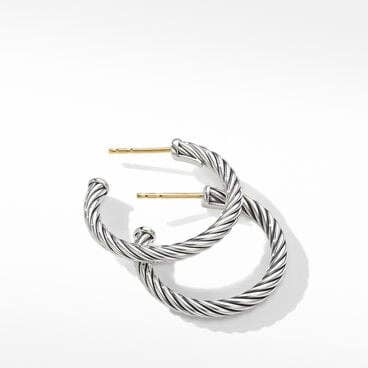 Cable Hoop Earrings in Sterling Silver