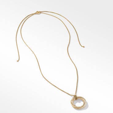 Pavé Crossover Pendant Necklace in 18K Yellow Gold with Diamonds