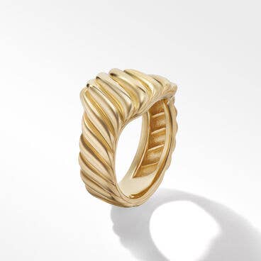 Sculpted Cable Contour Ring in 18K Yellow Gold, 12.5mm