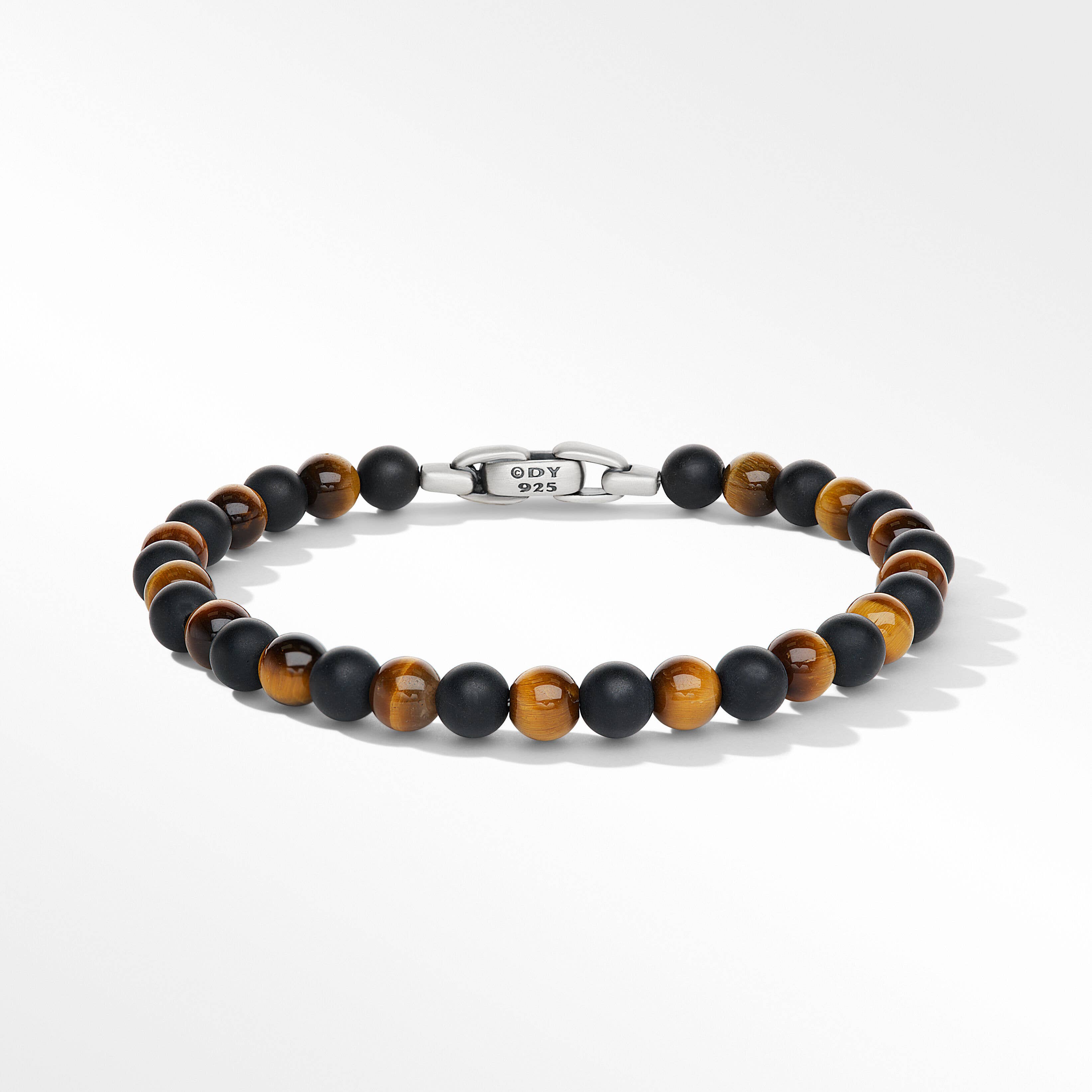 Spiritual Beads Alternating Bracelet in Sterling Silver with Black Onyx and Tiger's Eye
